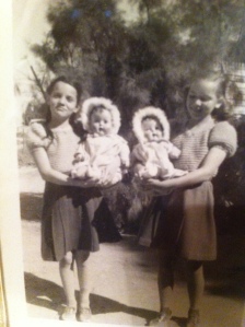Mom, Aunt Betty, and their dolls.